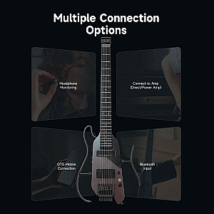 Donner HUSH X PRO Smart Travel Guitar Headless Versatile Preset, Midnight Glow 